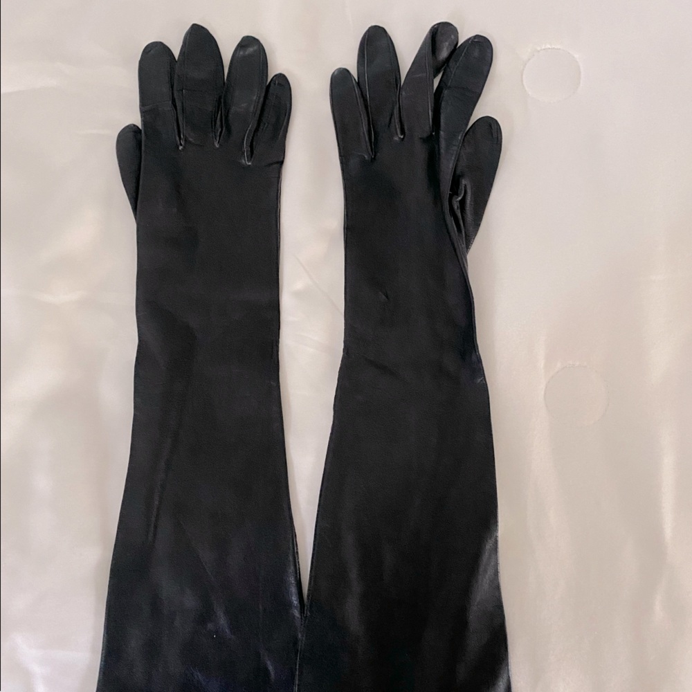 Vintage Made in Italy - 100% Leather - Long sleeve gloves (black)